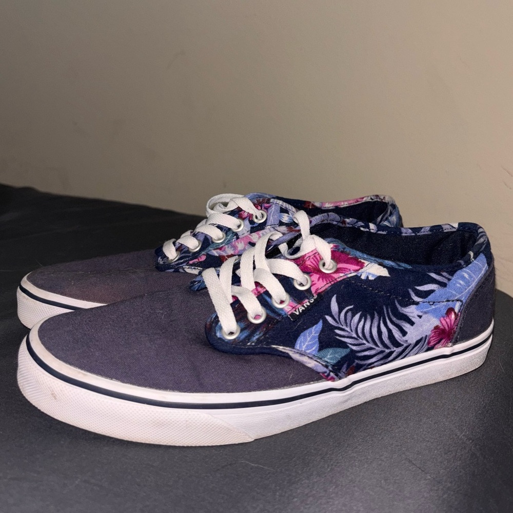 Vans Floral Print Sneakers - Navy and Pink - Lightly Used!